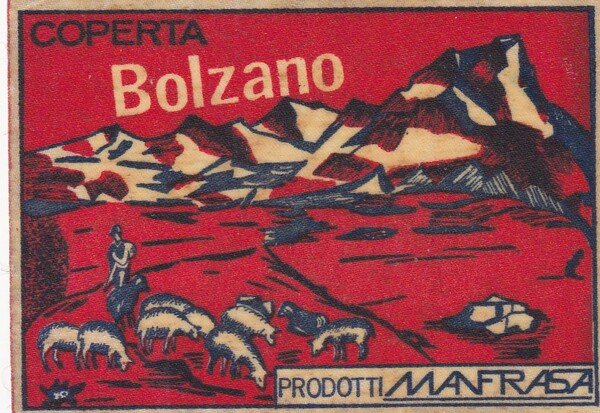 Etichetta in tessuto "Coperta BOLZANO - Prodotti Manfrasa"