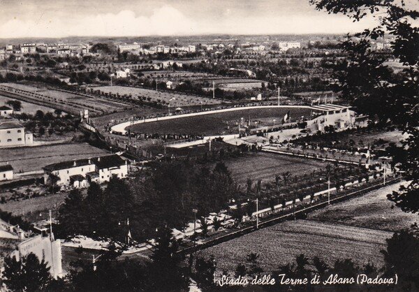 Cartolina Stadio delle Terme di Abano (Padova). 1957