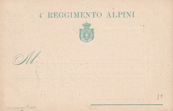 Cartolina Militare 4°Reggimento Alpini Ivrea 1905 - In memoria dei …