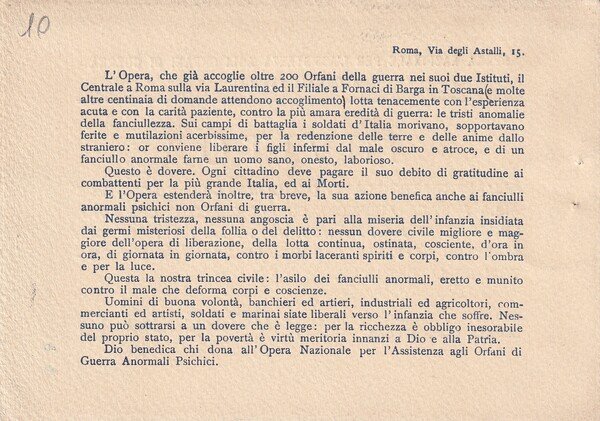 Invito Opera Nazionale per l'assistenza agli orfani di guerra anormali …