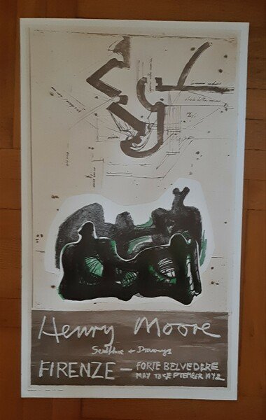 Manifesto stampa litografica Henry Moore. Forte Belvedere - Firenze. 1972