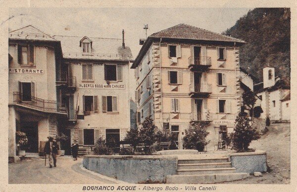 Cartolina Bognanco Acque. Albergo Bodo - Villa Canelli. 1937