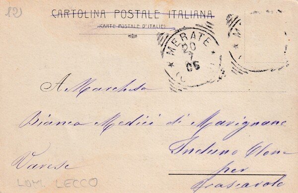 Cartolina Verderio Superiore (LECCO) - Palazzo Gnecchi. 1905