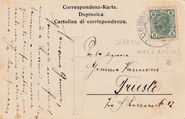 Cartolina Lussinpiccolo (Croazia). 1907