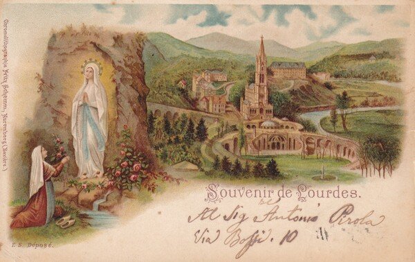 Cartolina Souvenir de Lourdes.