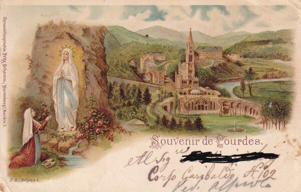 Cartolina Souvenir de Lourdes.