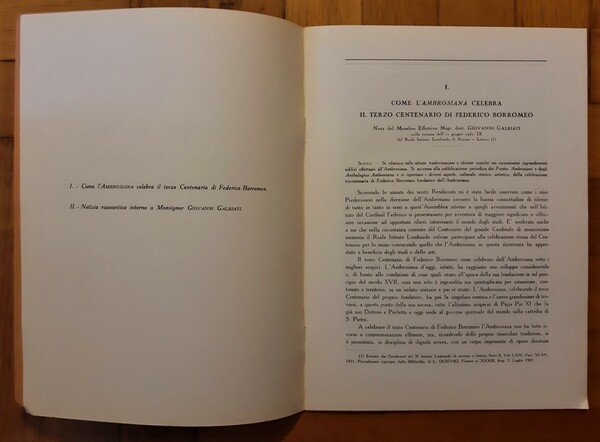 Nel terzo centenario di Federico Borromeo fondatore dell'Ambrosiana 1931.