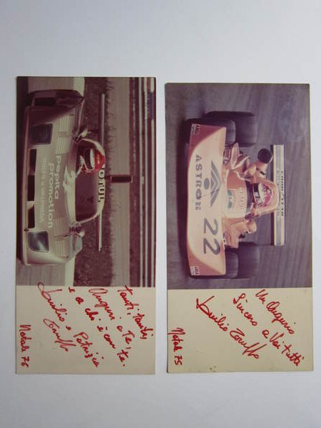 2 Foto Formula1 con dedica e firma del pilota DUILIO …