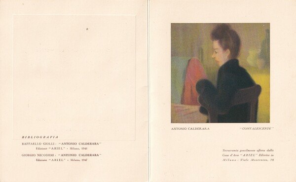 Brochure/invito mostra di Antonio Calderara - Galleria del Camino Milano. …