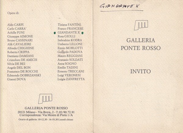 Invito mostra Fiori chiari, fiori scuri 1991 -Galleria Ponte Rosso. …