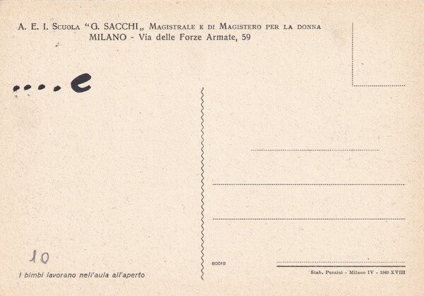 Cartolina A.E.I Scuola G. Sacchi Magistrale e di Magistero per …