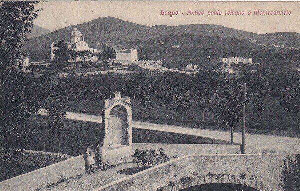 Cartolina Loano (Savona) - Antico ponte romano a Montecarmelo. 1921