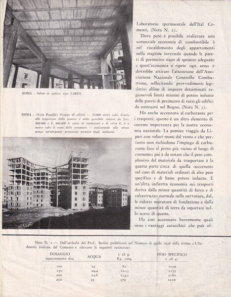 Brochure "L'importanza della POMICE nell'autarchia delle costruzioni civili" di Giuseppe …