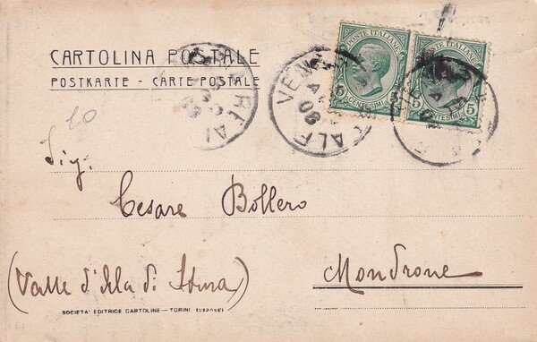 Cartolina Altessano (Venaria Reale) - Piazza Umberto I. 1908