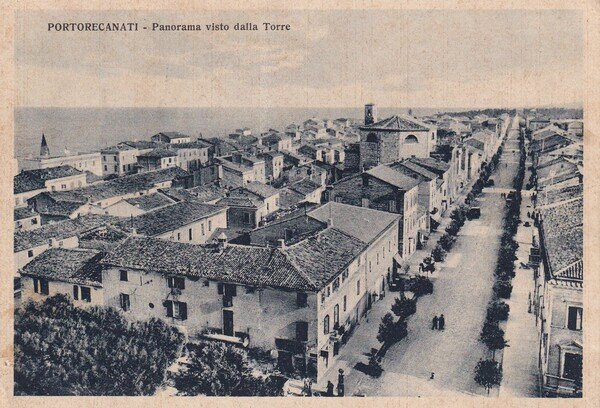 Cartolina Porto Recanati (Macerata) - Panorama visto dalla Torre. 1935