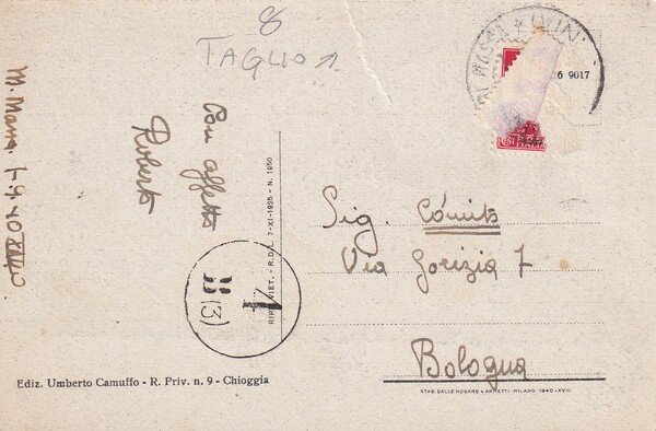 Cartolina CHIOGGIA - Ponte per Sottomarina. 1940
