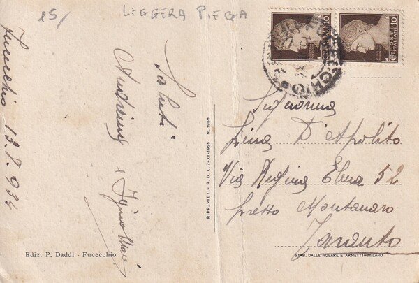 Cartolina Fucecchio (Firenze) - Corso Vittorio Emanuele. 1934