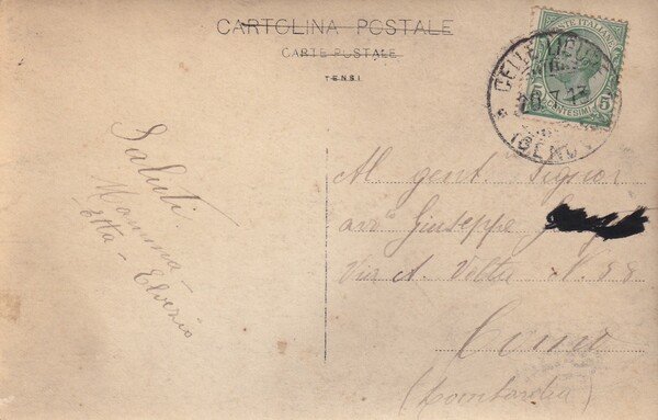 Cartolina fotografica Celle Ligure (Savona). 1913