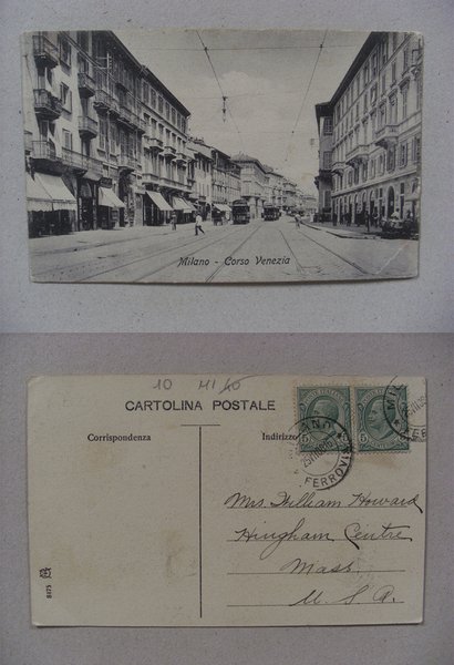 Cartolina / postcard MILANO Corso Venezia (tram) Primi'900