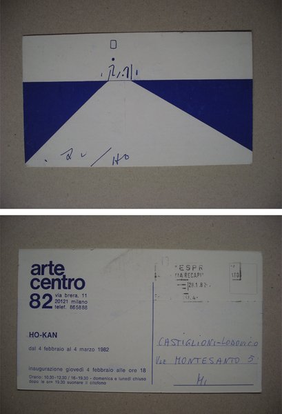 Invito HO - KAN 1982. Arte Centro MILANO. "Quattro Venti"