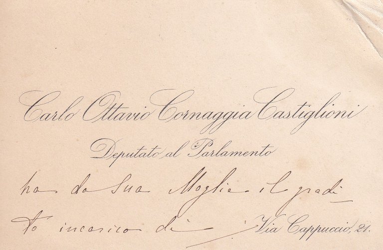 *Carlo Ottavio Cornaggia Castiglioni Deputato al Parlamento. Biglietto da visita … | Immagine Gallery 1