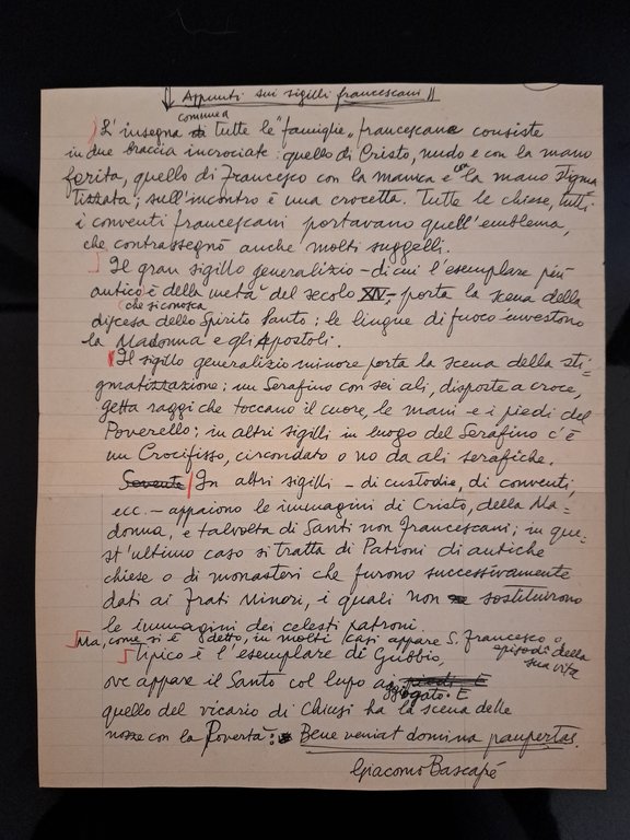 *Giacomo Bascape'. Lotto su Giacomo Bascapè. Appunti sui sigilli francescani. …
