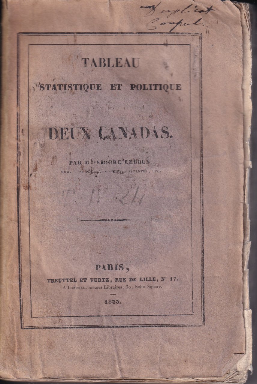 *Tableau statistique et politique des Deux Canadas.