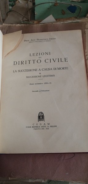 LEZIONI DI DIRITTO CIVILE. LA SUCCESSIONE A CASUA DI MORTE …