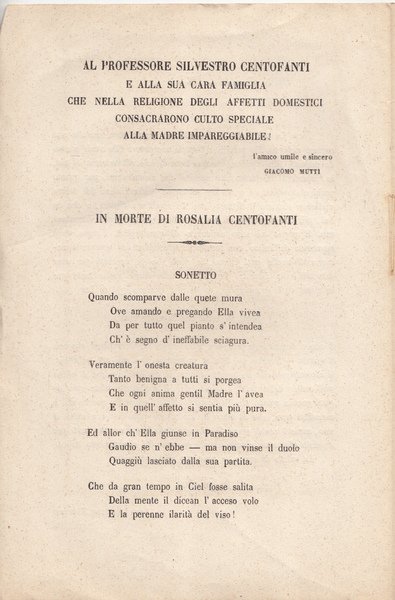 AL PROFESSORE SILVESTRO CENTOFANTI E ALLA SUA CARA FAMIGLIA CHE …