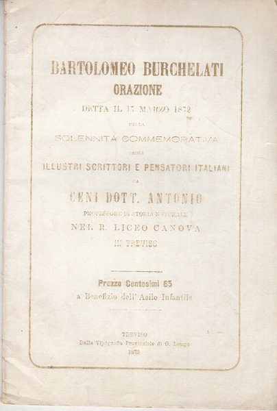 BARTOLOMEO BURCHELATI ORAZIONE DETTA IL 17 MARZO 1872 NELLA SOLENNIT …