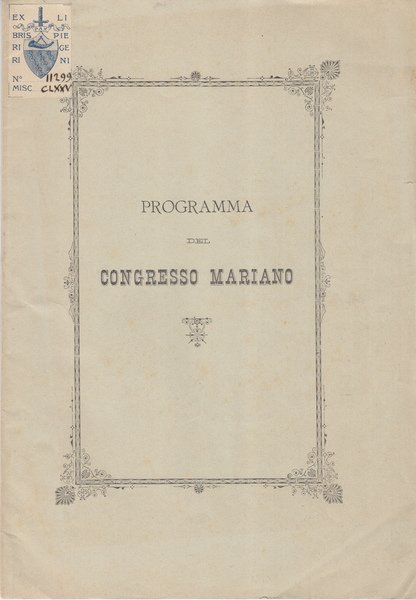 PROGRAMMA DEL CONGRESSO MARIANO