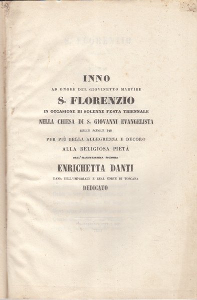 INNO AD ONORE DEL GIOVINETTO MARTIRE S. FLORENZIO IN OCCASIONE …