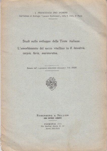 STUDI SULLO SVILUPPO DELLE TROTE ITALIANE L'ASSORBIMENTO DEL SACCO VITELLINO …