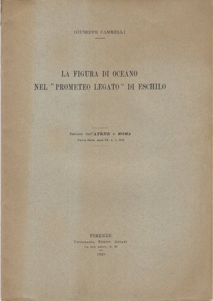 LA FIGURA DI OCEANO NEL 'PROMETEO LEGATO' DI ESCHILO