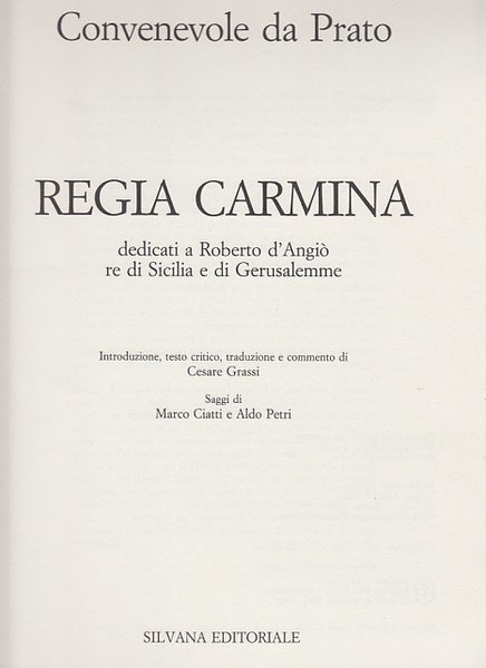 REGIA CARMINA DEDICATI A ROBERTO D'ANGI RE DI SICILIA E …