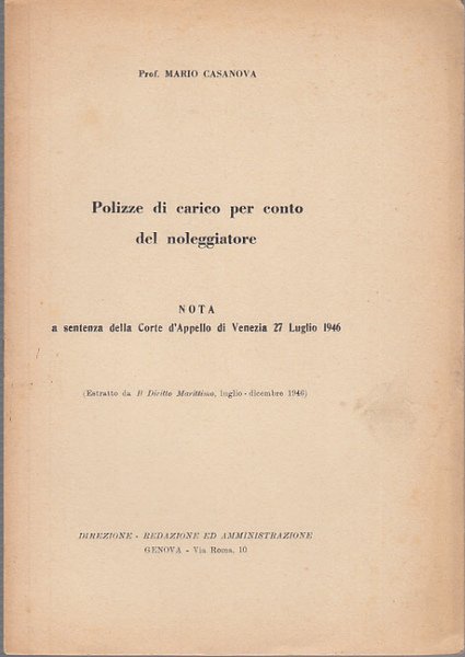 POLIZZE DI CARICO PER CONTO DEL NOLEGGIATORE NOTA A SENTENZA …