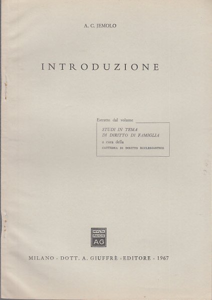 INTRODUZIONE ESTRATTO DA STUDI IN TEMA DI DIRITTO DI FAMIGLIA