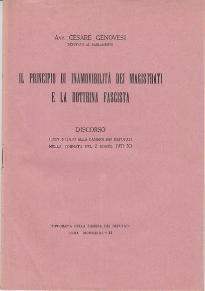 IL PRINCIPIO DI INAMOVIBILIT DEI MAGISTRATI E LA DOTTRINA FASCISTA …