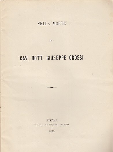 Nella Morte Del Cav. Dott. Giuseppe Grossi