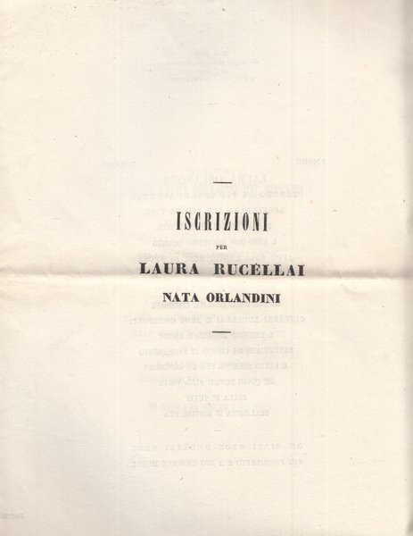 Iscrizioni Per Laura Rucellai Nata Orlandini
