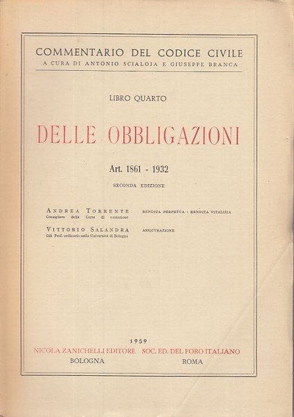 LIBRO QUARTO DELLE OBBLIGAZIONI ART 1861-1932 RENDITA PERPETUA - RENDITA …