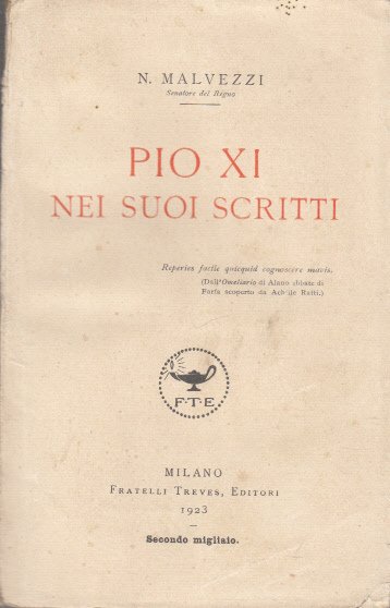 PIO XI NEI SUOI SCRITTI