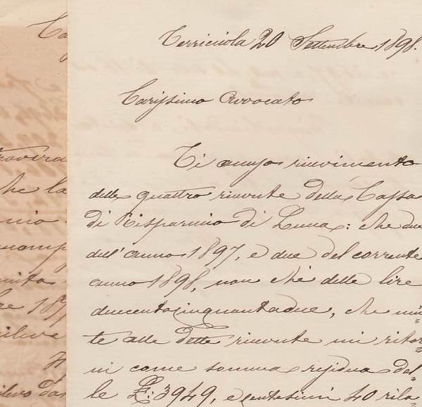 LETTERE MANOSCRITTE DATATE TERRICCIOLA 1898 E 1900 INVIATE DA TAL …