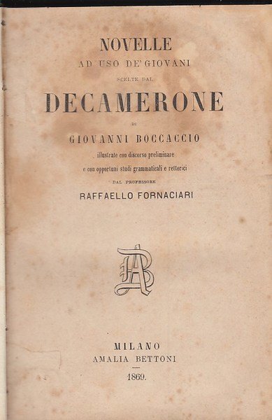 NOVELLE AD USO DE' GIOVANI SCELTE DAL DECAMERONE DI GIOVANNI …