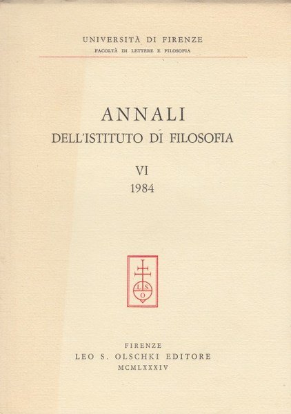 Annali dell'Istituto di filosofia dell'Universit di Firenze: 6 1984