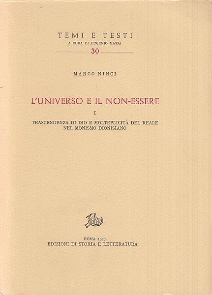 L'universo e il non essere. Trascendenza di Dio e molteplicità …
