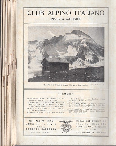 Club Alpino Italiano Rivista mensile Gennaio - Dicembre 1924 Anno …