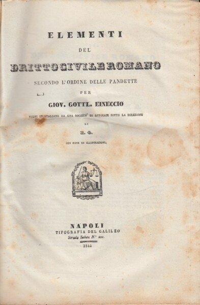 Elementi de diritto civile romano secondo l'ordine delle pandette