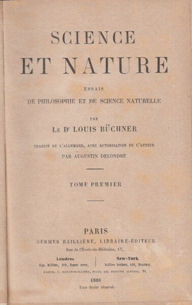 Science et nature essais de philosophie et de science naturelle. …