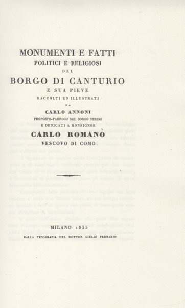 Monumenti e fatti politici e religiosi del Borgo di Canturio …